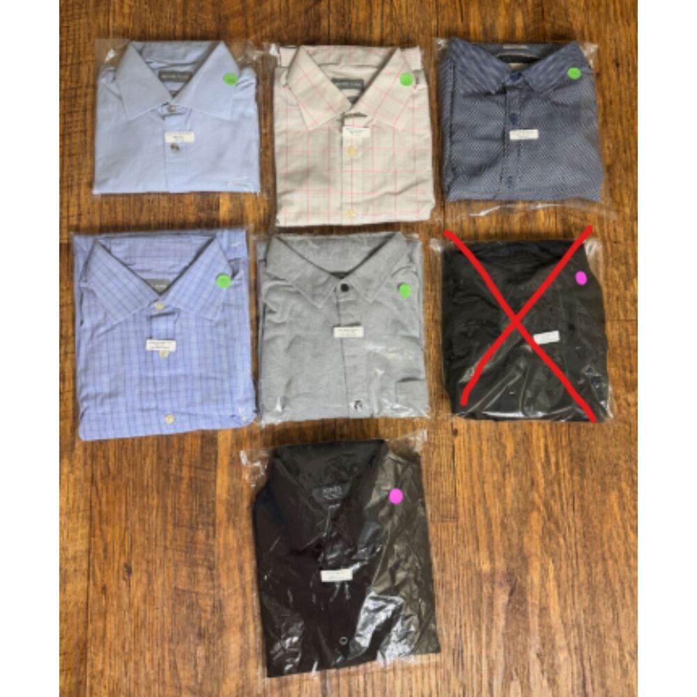 Men's Bundle #4: 6 Long Sleeve Button Down Dress Shirts Large